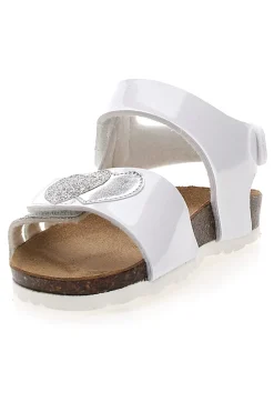 Sandali Bianchi con Cuori Argento e Velcro PITT KIDS 45260TWV