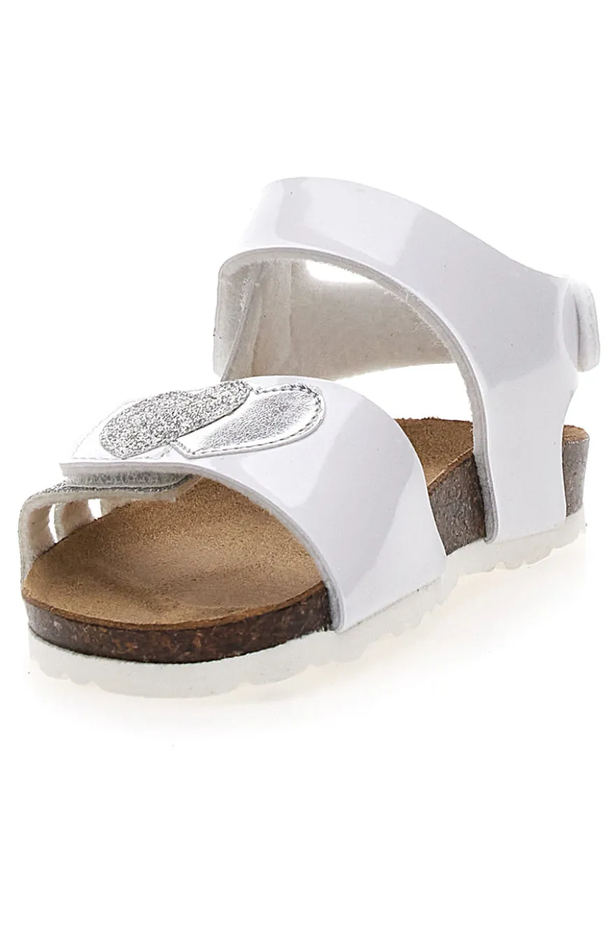 Sandali Bianchi con Cuori Argento e Velcro PITT KIDS 45260TWV