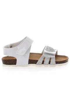 Sandali Bianchi con Cuori Argento e Velcro PITT KIDS 45260TWV