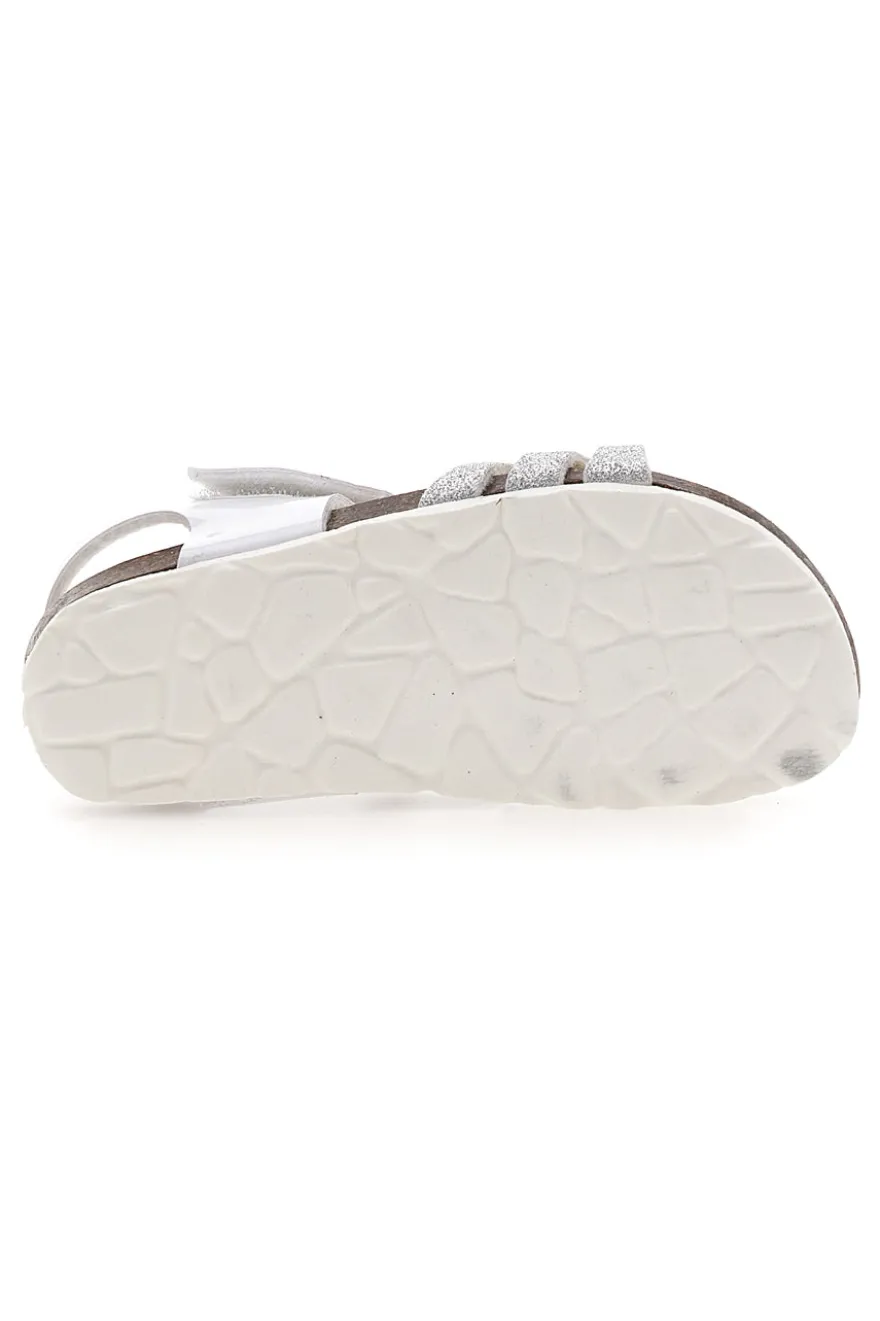 Sandali Bianchi con Cuori Argento e Velcro PITT KIDS 45260TWV