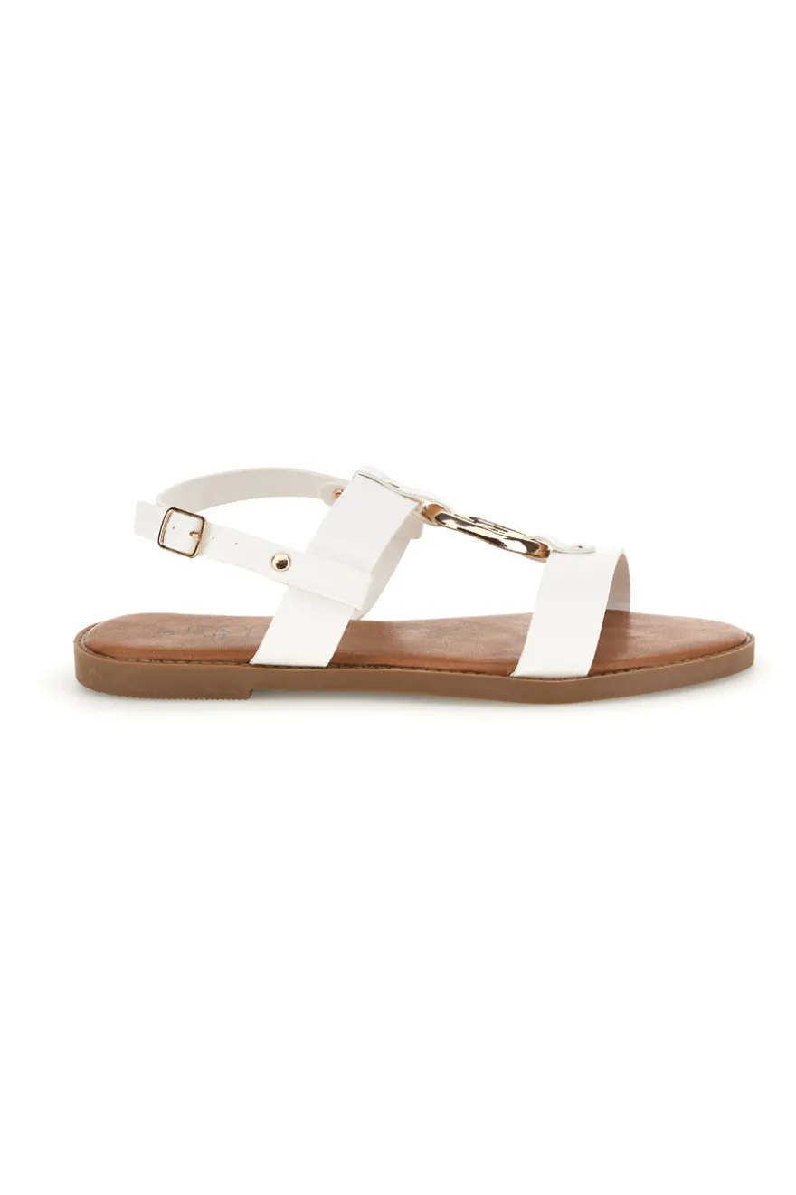 Sandali bianchi con decoro circolare frontale Mon Dieu PREA3712