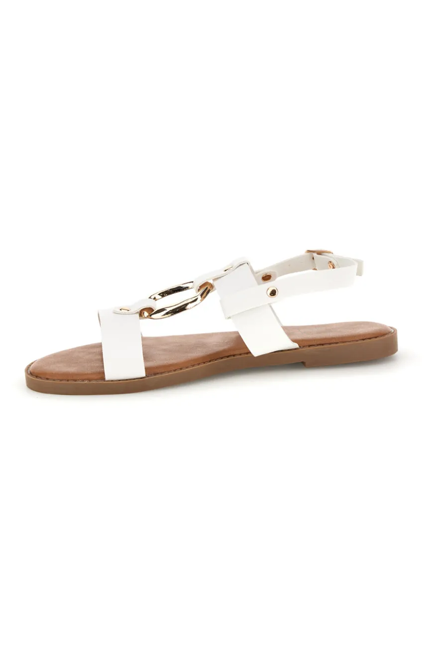 Sandali bianchi con decoro circolare frontale Mon Dieu PREA3712