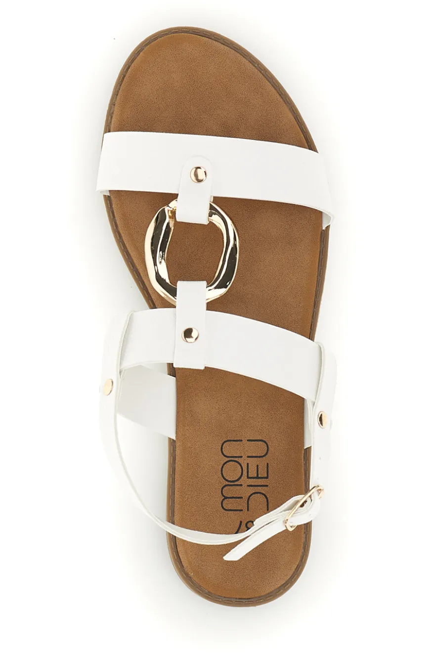 Sandali bianchi con decoro circolare frontale Mon Dieu PREA3712