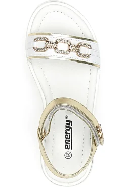 Sandali Bianchi Con Dettagli Oro Energy 539