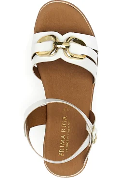 Sandali Bianchi Con Dettagli Oro Prima Riga 247402