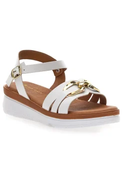 Sandali Bianchi Con Dettagli Oro Prima Riga 247402