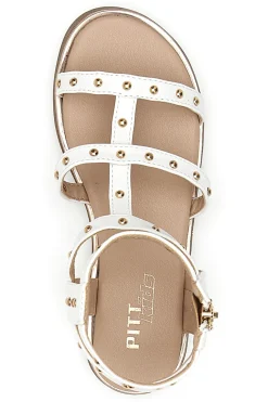 Sandali bianchi con dettagli oro Pitt Kids 39G2537S