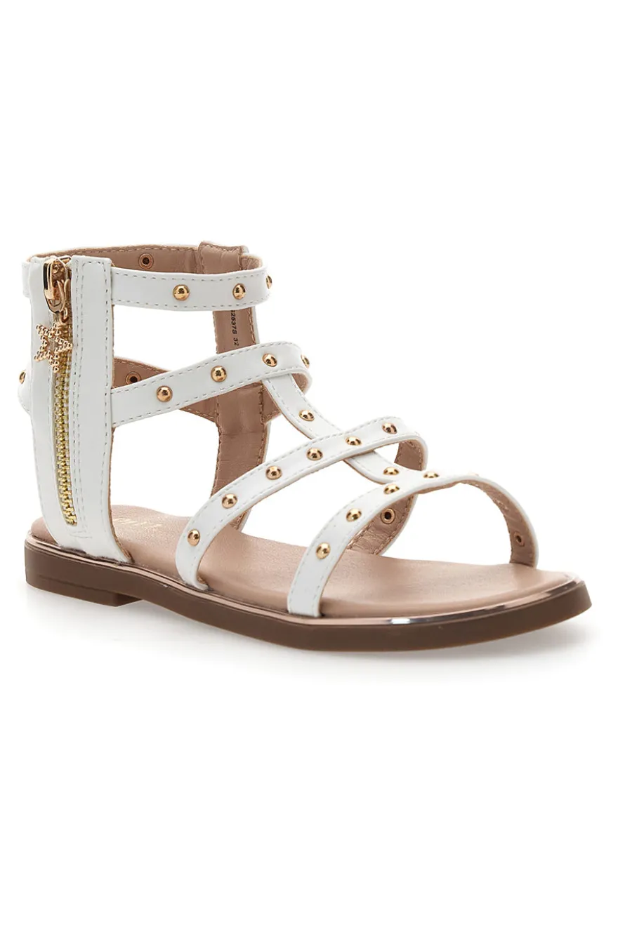 Sandali bianchi con dettagli oro Pitt Kids 39G2537S