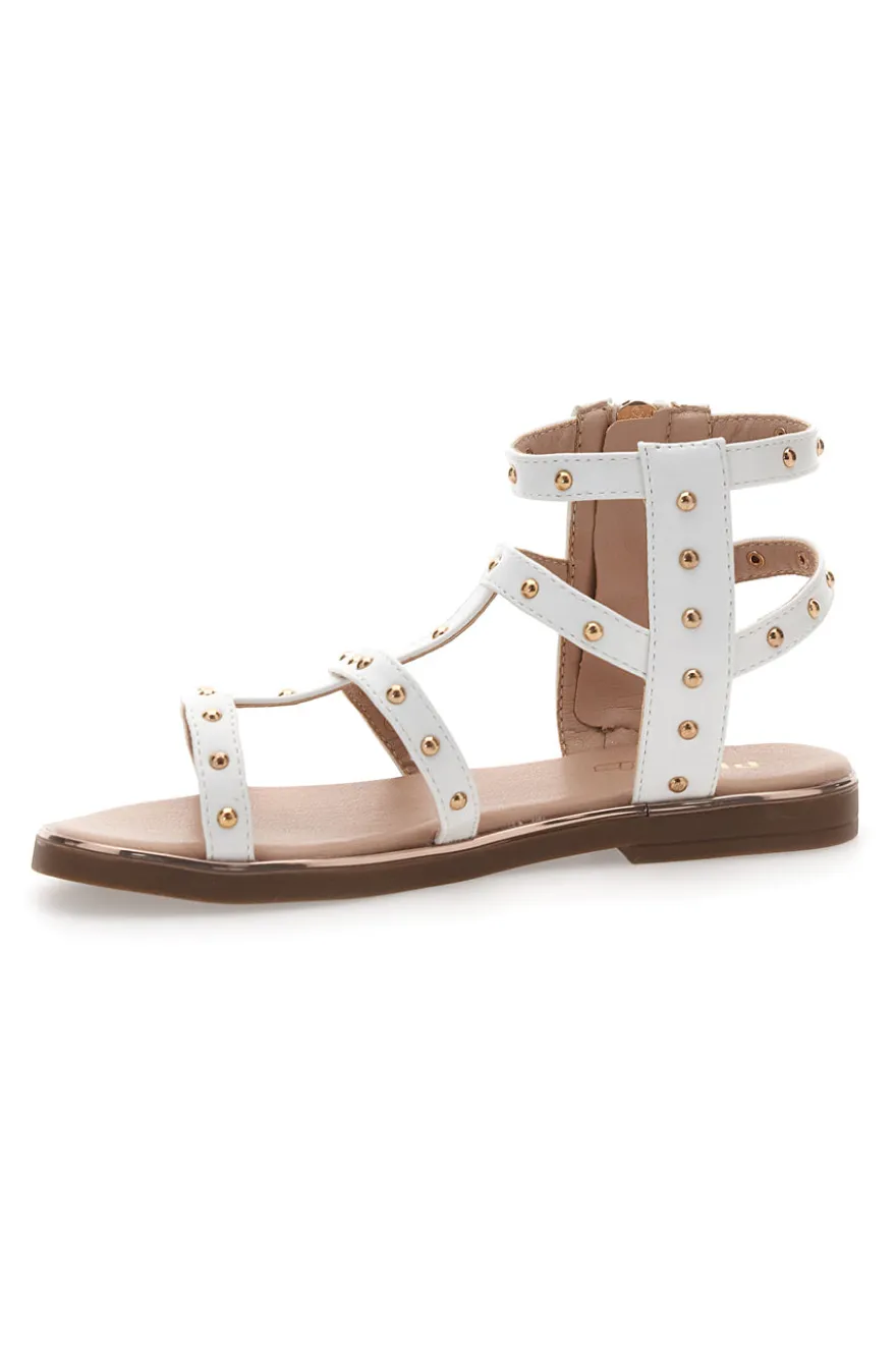 Sandali bianchi con dettagli oro Pitt Kids 39G2537S