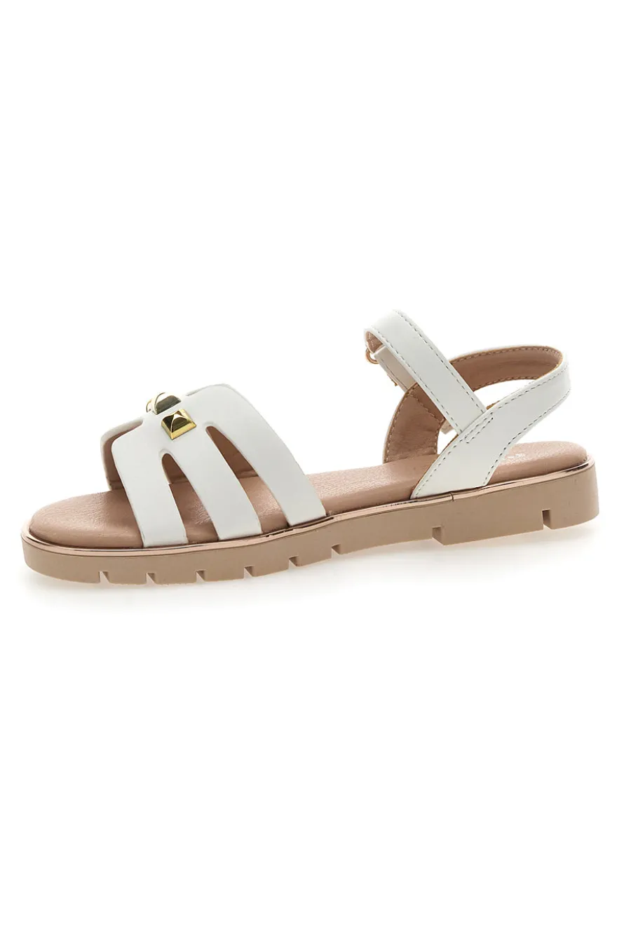 Sandali Bianchi Con Dettagli Oro Pitt Kids 392427