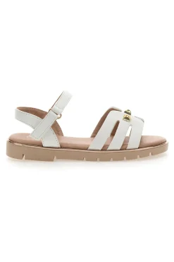 Sandali Bianchi Con Dettagli Oro Pitt Kids 392427