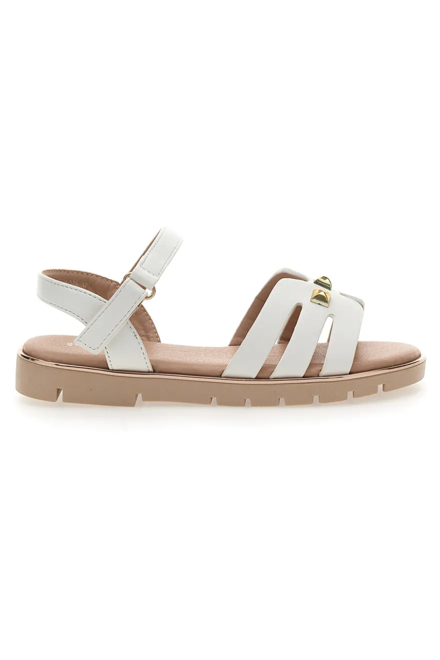 Sandali Bianchi Con Dettagli Oro Pitt Kids 392427
