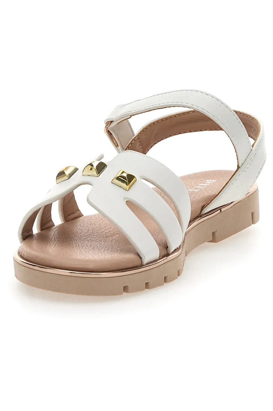Sandali Bianchi Con Dettagli Oro Pitt Kids 392427