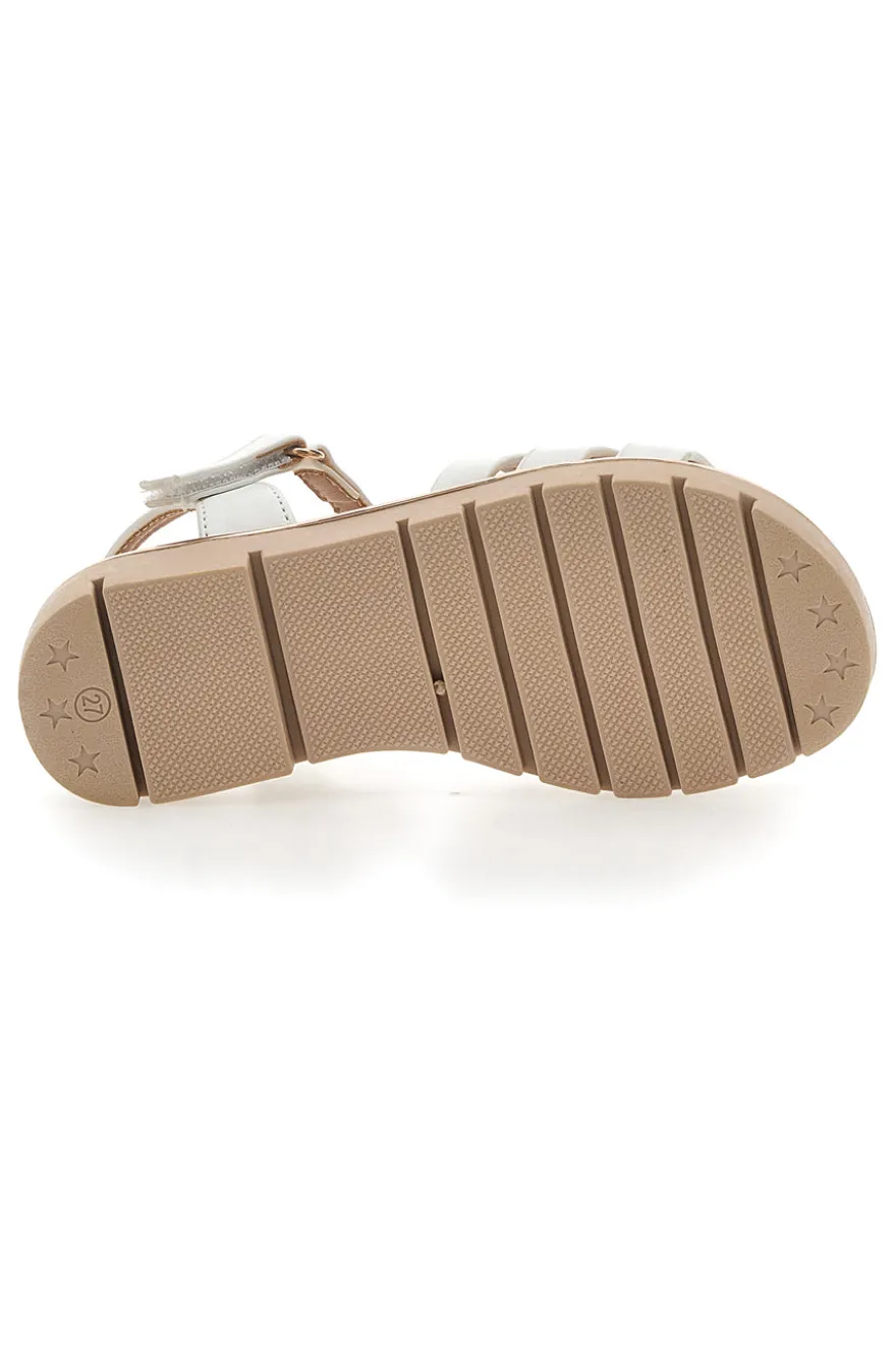 Sandali Bianchi Con Dettagli Oro Pitt Kids 392427