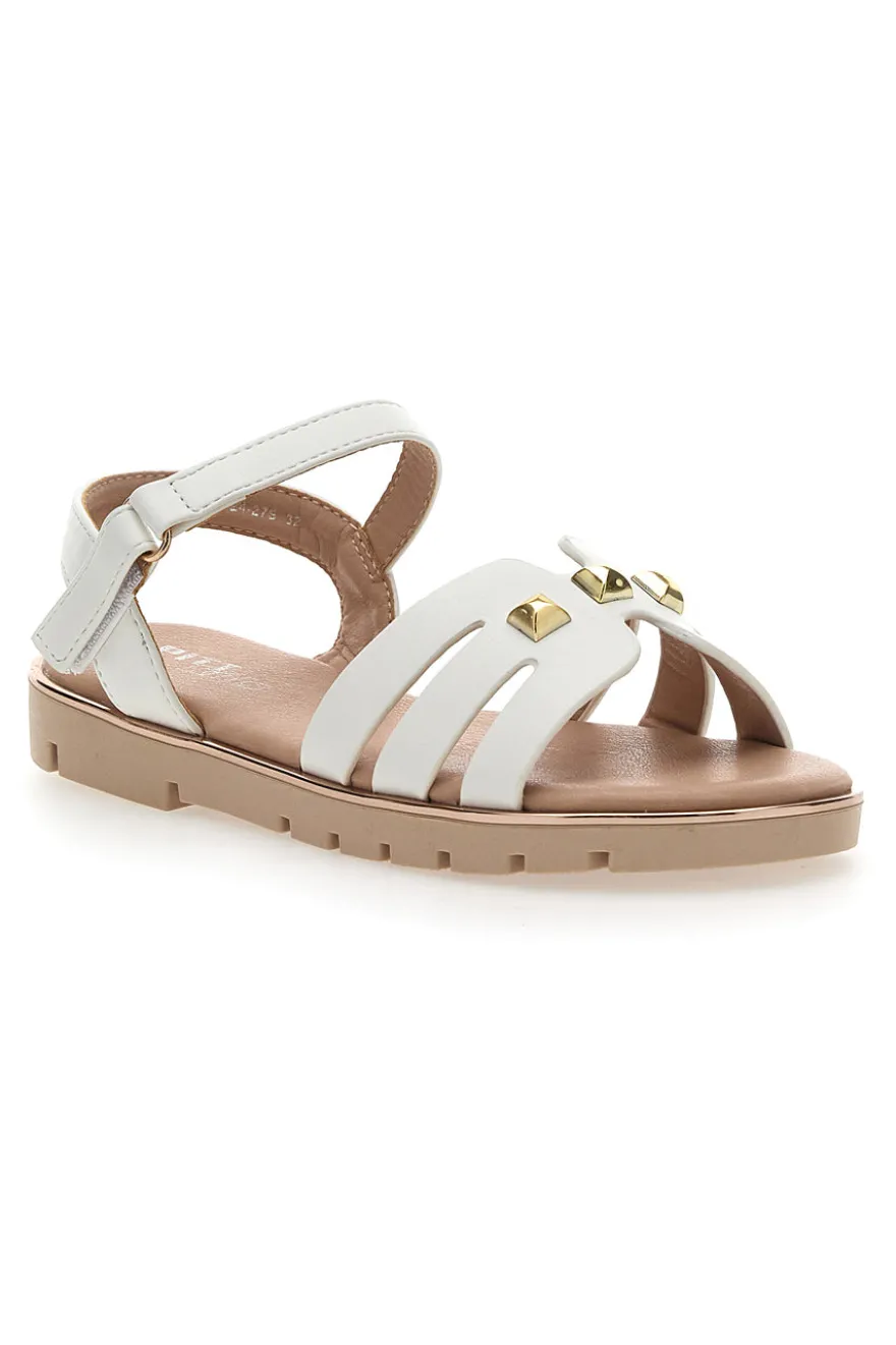 Sandali Bianchi Con Dettagli Oro Pitt Kids 392427