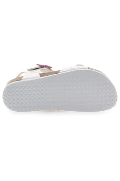 Sandali bianchi con dettagli iridescenti e fibbie rosa PITT KIDS 14505