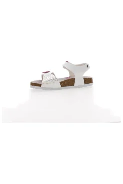 Sandali bianchi con dettagli iridescenti e fibbie rosa PITT KIDS 14505
