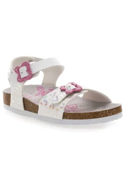 Sandali bianchi con dettagli iridescenti e fibbie rosa PITT KIDS 14505