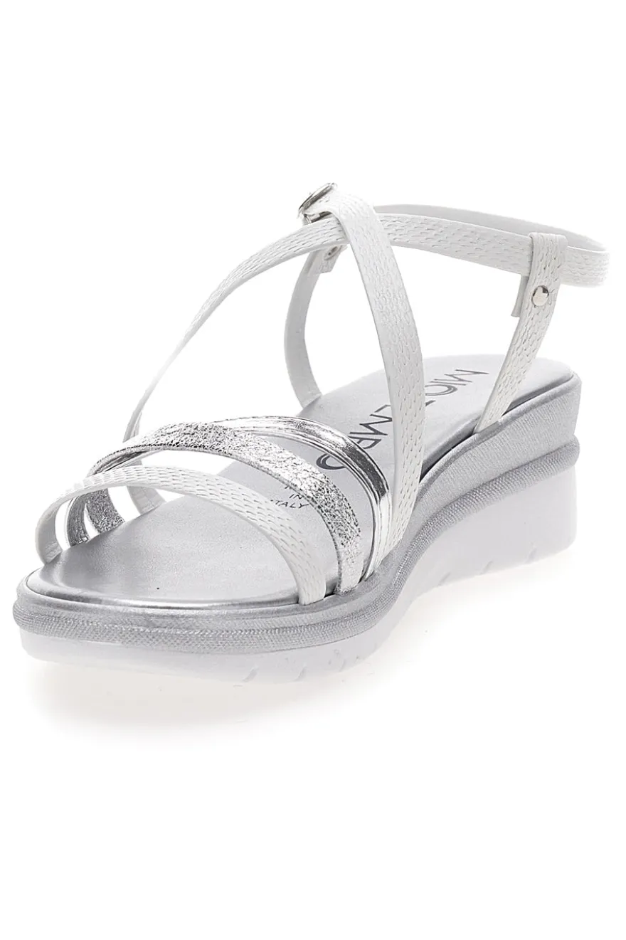 Sandali Bianchi con Dettagli Argento e Platform MIO TEMPO 2433