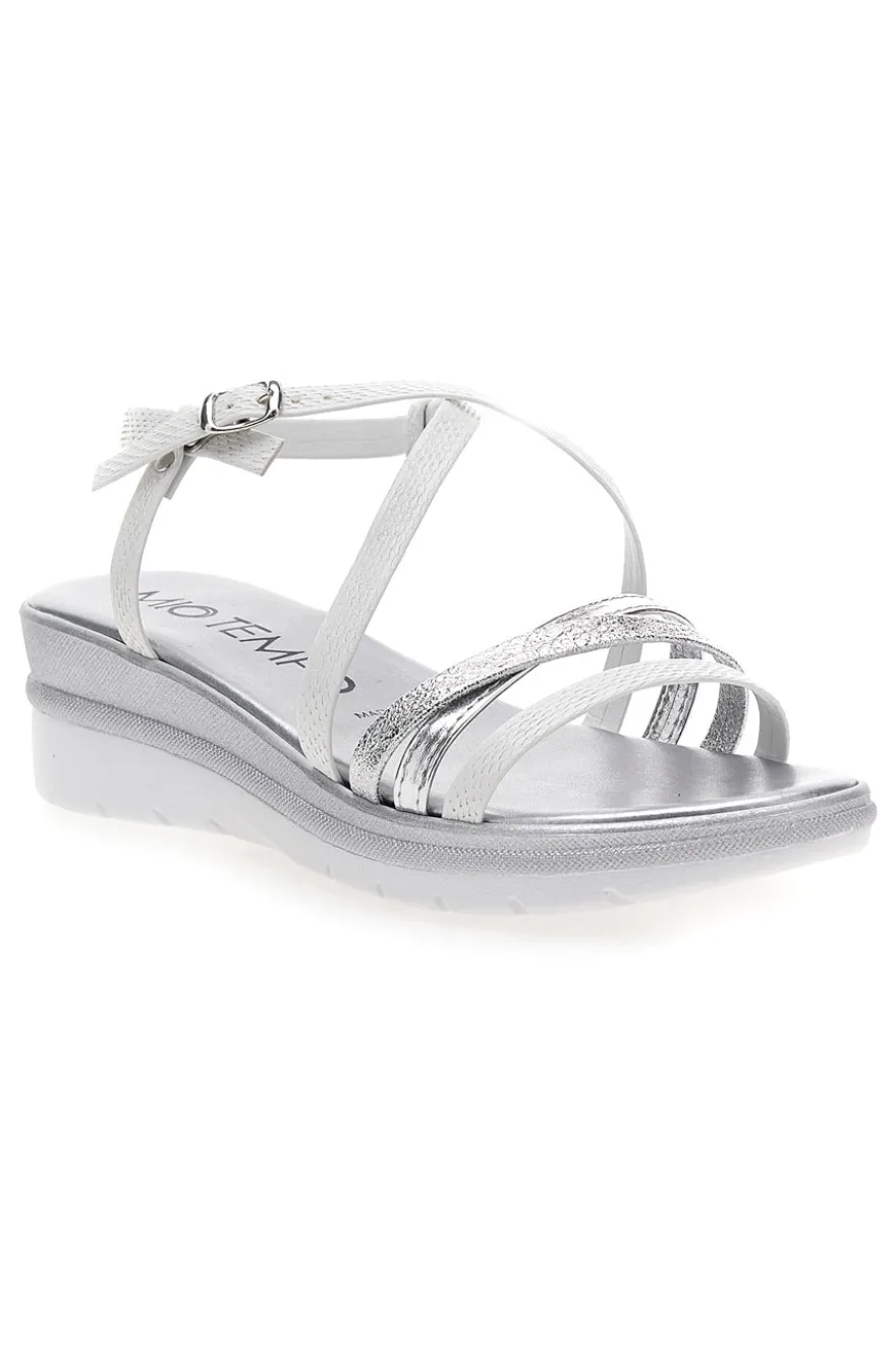 Sandali Bianchi con Dettagli Argento e Platform MIO TEMPO 2433