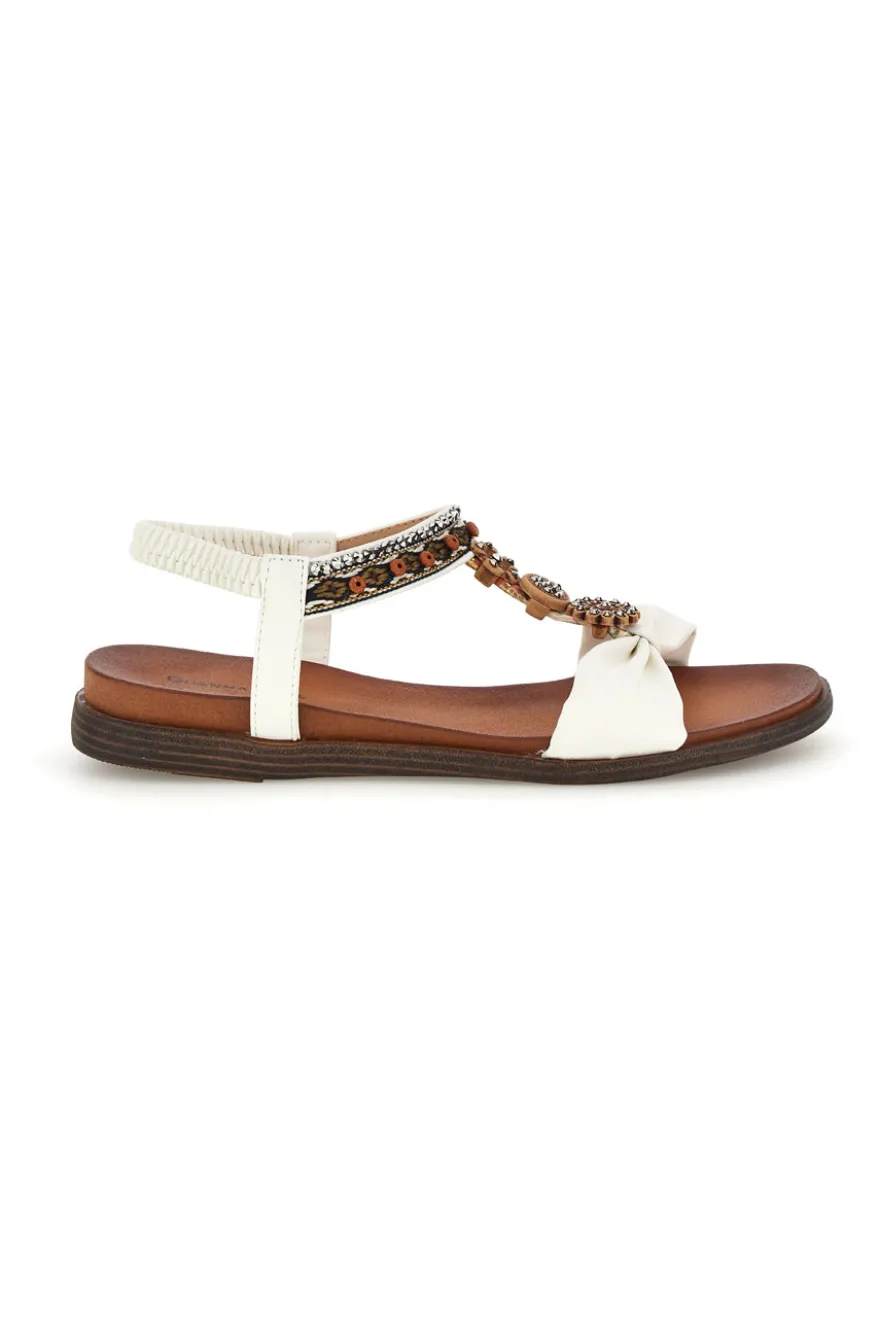 Sandali bianchi con dettagli gioiello e cinturino elasticizzato Quanna mel 560319
