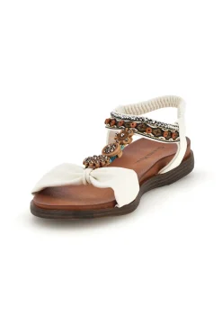 Sandali bianchi con dettagli gioiello e cinturino elasticizzato Quanna mel 560319