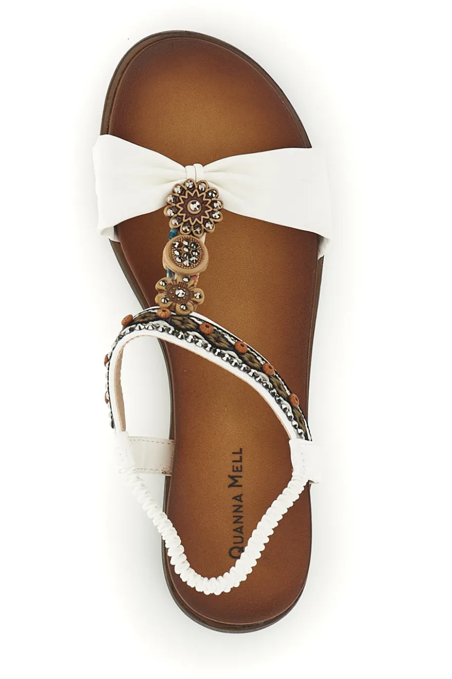 Sandali bianchi con dettagli gioiello e cinturino elasticizzato Quanna mel 560319