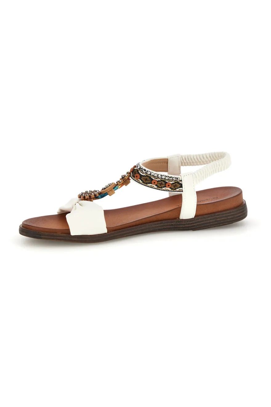 Sandali bianchi con dettagli gioiello e cinturino elasticizzato Quanna mel 560319