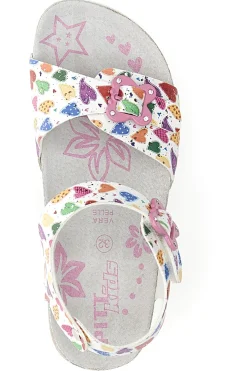 Sandali bianchi con fantasia fruttata e fibbie PITT KIDS 14504