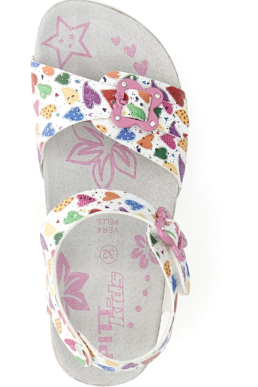 Sandali bianchi con fantasia fruttata e fibbie PITT KIDS 14504