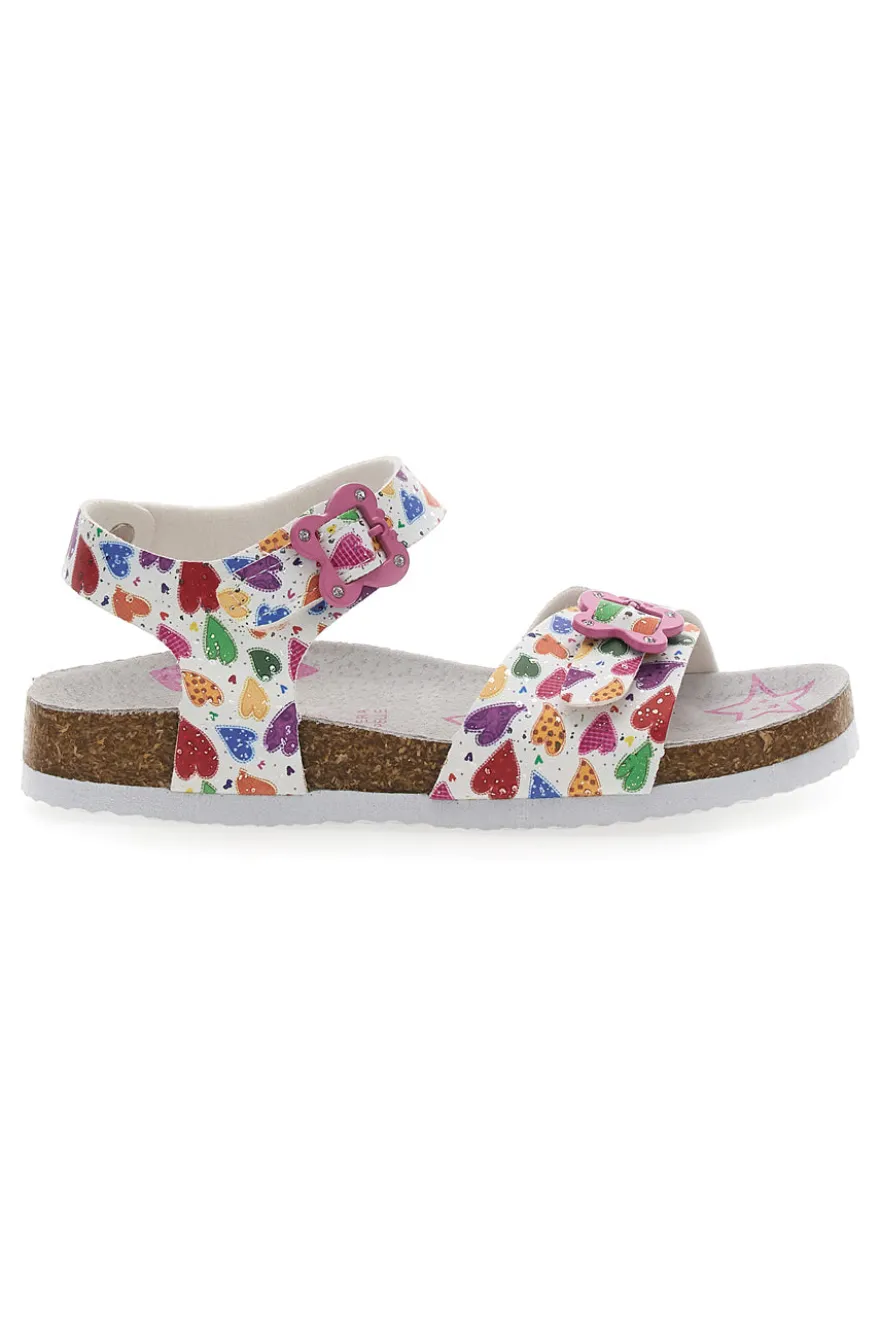 Sandali bianchi con fantasia fruttata e fibbie PITT KIDS 14504