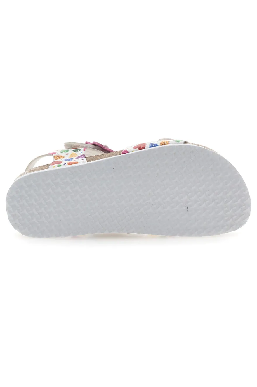 Sandali bianchi con fantasia fruttata e fibbie PITT KIDS 14504