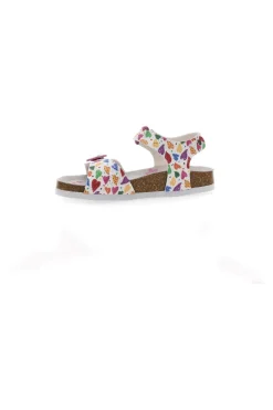 Sandali bianchi con fantasia fruttata e fibbie PITT KIDS 14504