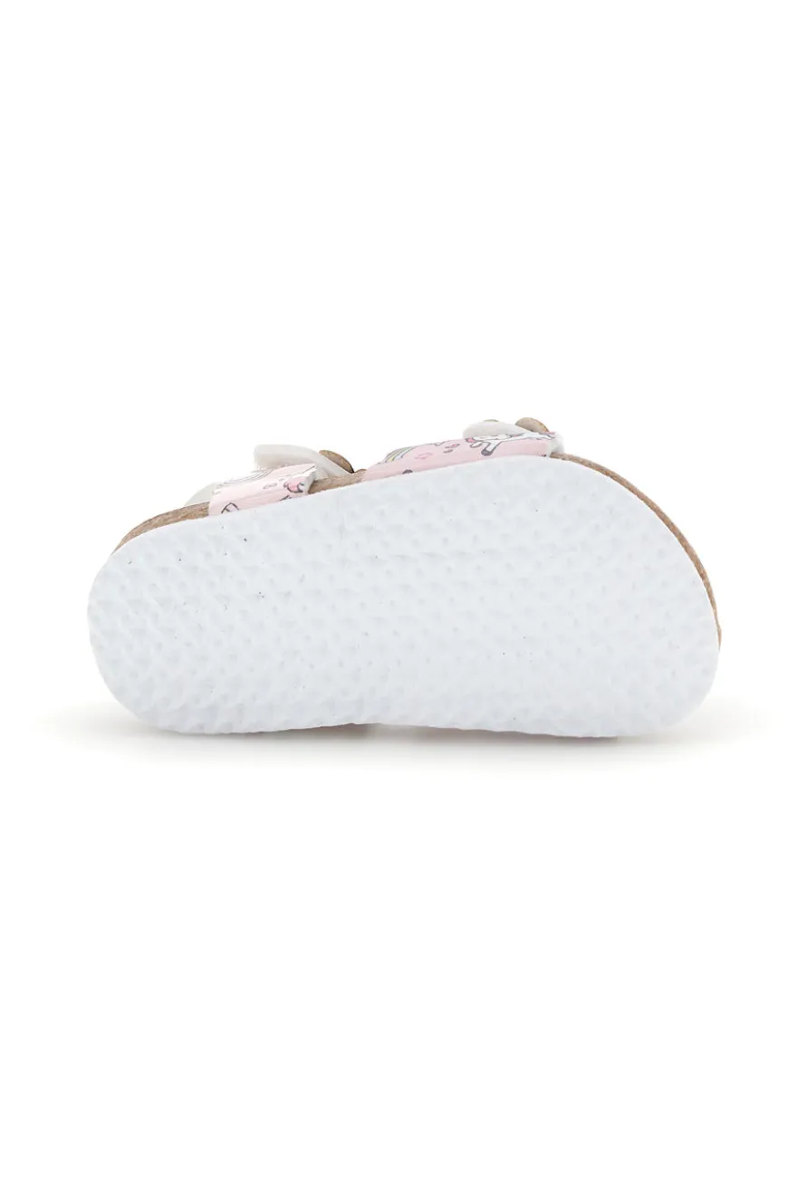 Sandali bianchi con fantasia floreale e stampa unicorni Pitt kids 14602