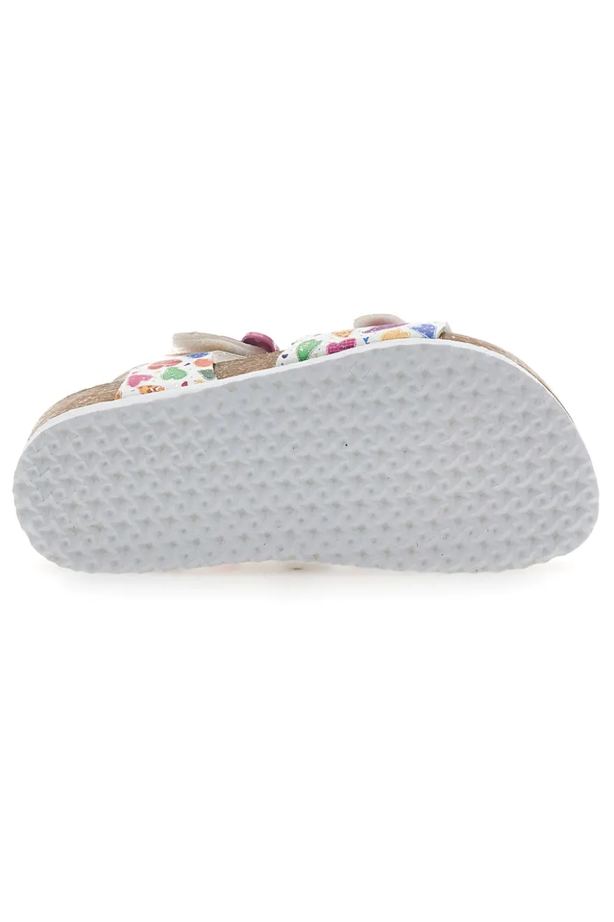 Sandali bianchi con fantasia cuori e fibbie PITT KIDS 14504