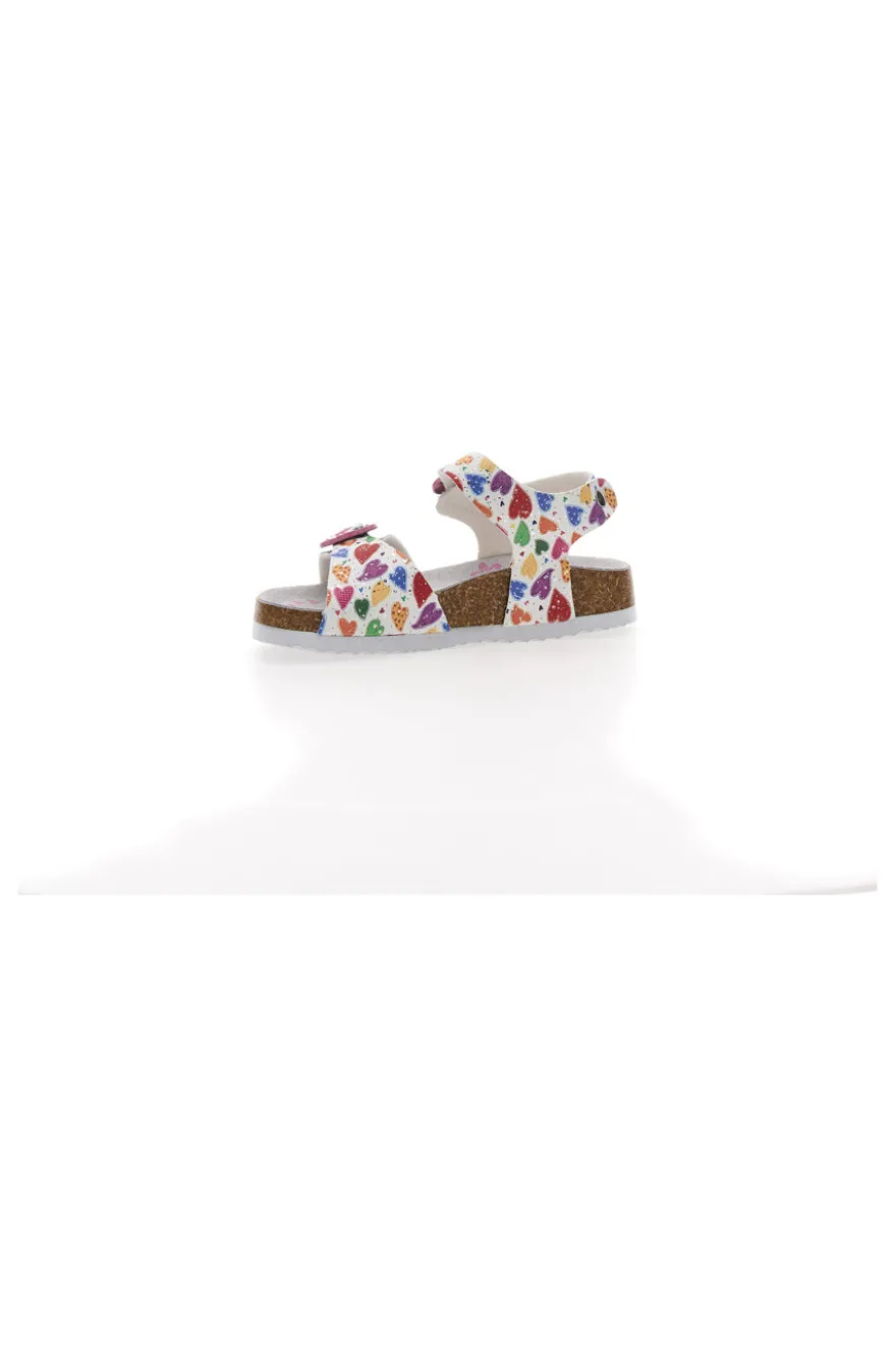 Sandali bianchi con fantasia cuori e fibbie PITT KIDS 14504