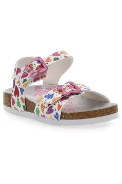 Sandali bianchi con fantasia cuori e fibbie PITT KIDS 14504