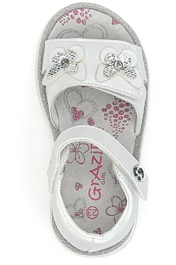 Sandali Bianchi con Farfalle e Doppio Velcro GRAZIE GIRL 15018