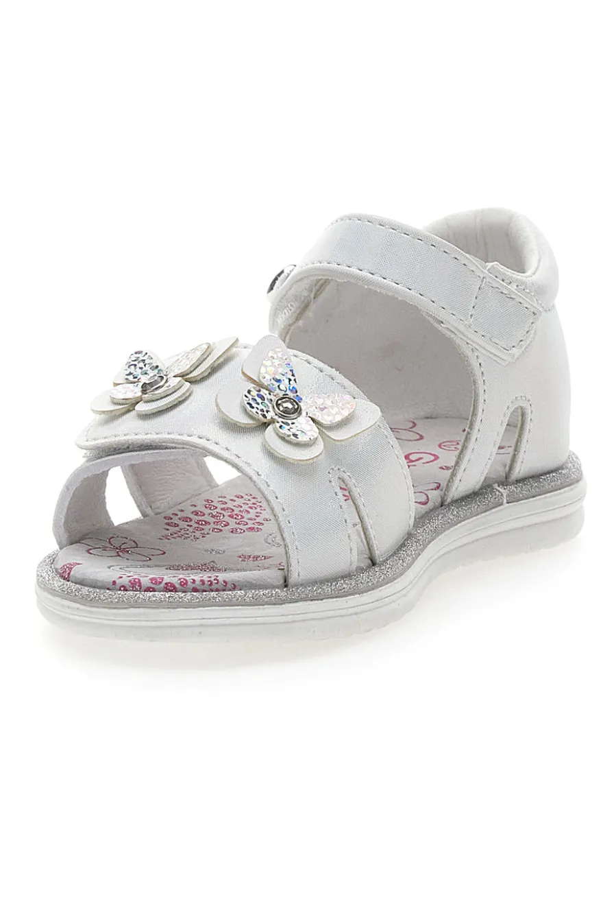 Sandali Bianchi con Farfalle e Doppio Velcro GRAZIE GIRL 15018