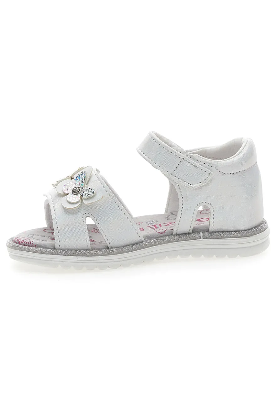 Sandali Bianchi con Farfalle e Doppio Velcro GRAZIE GIRL 15018