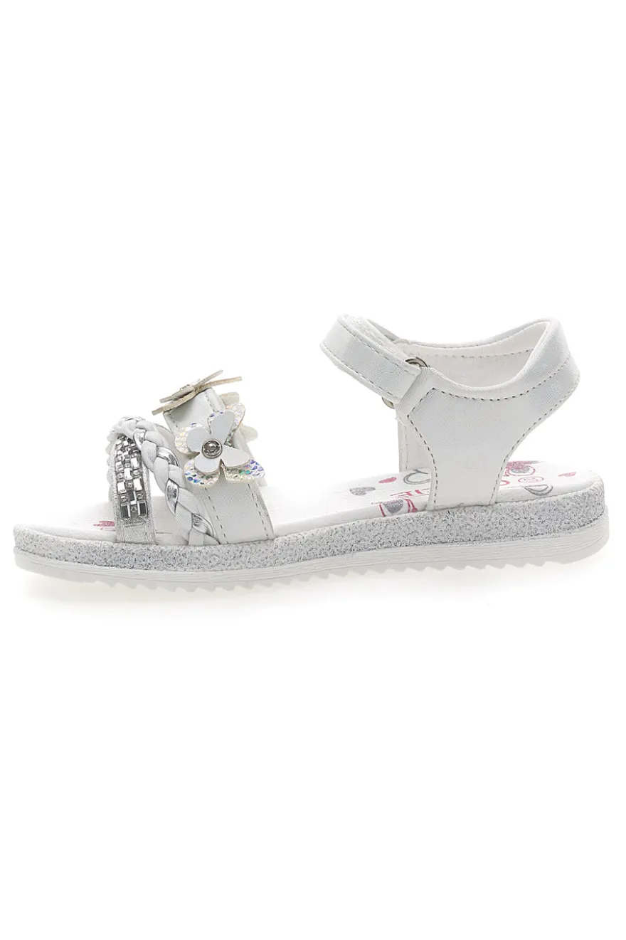 Sandali Bianchi con Farfalle Decorative e Chiusura a Velcro GRAZIE GIRL 14330