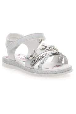 Sandali Bianchi con Farfalle Decorative e Chiusura a Velcro GRAZIE GIRL 14330