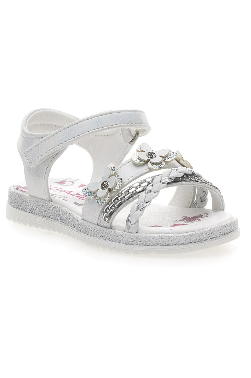 Sandali Bianchi con Farfalle Decorative e Chiusura a Velcro GRAZIE GIRL 14330