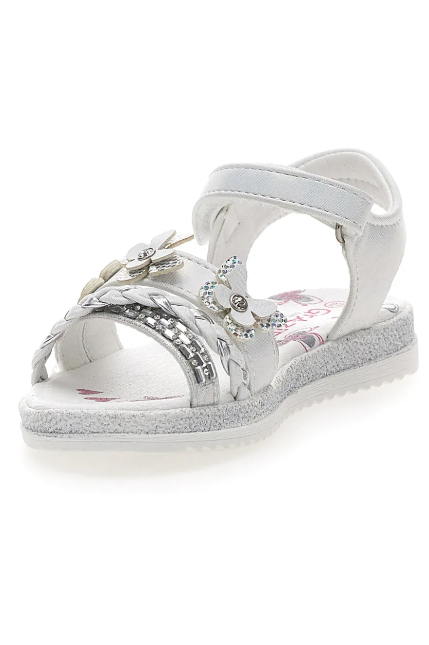 Sandali Bianchi con Farfalle Decorative e Chiusura a Velcro GRAZIE GIRL 14330