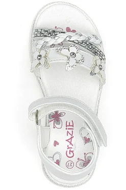 Sandali Bianchi con Farfalle Decorative e Chiusura a Velcro GRAZIE GIRL 14330