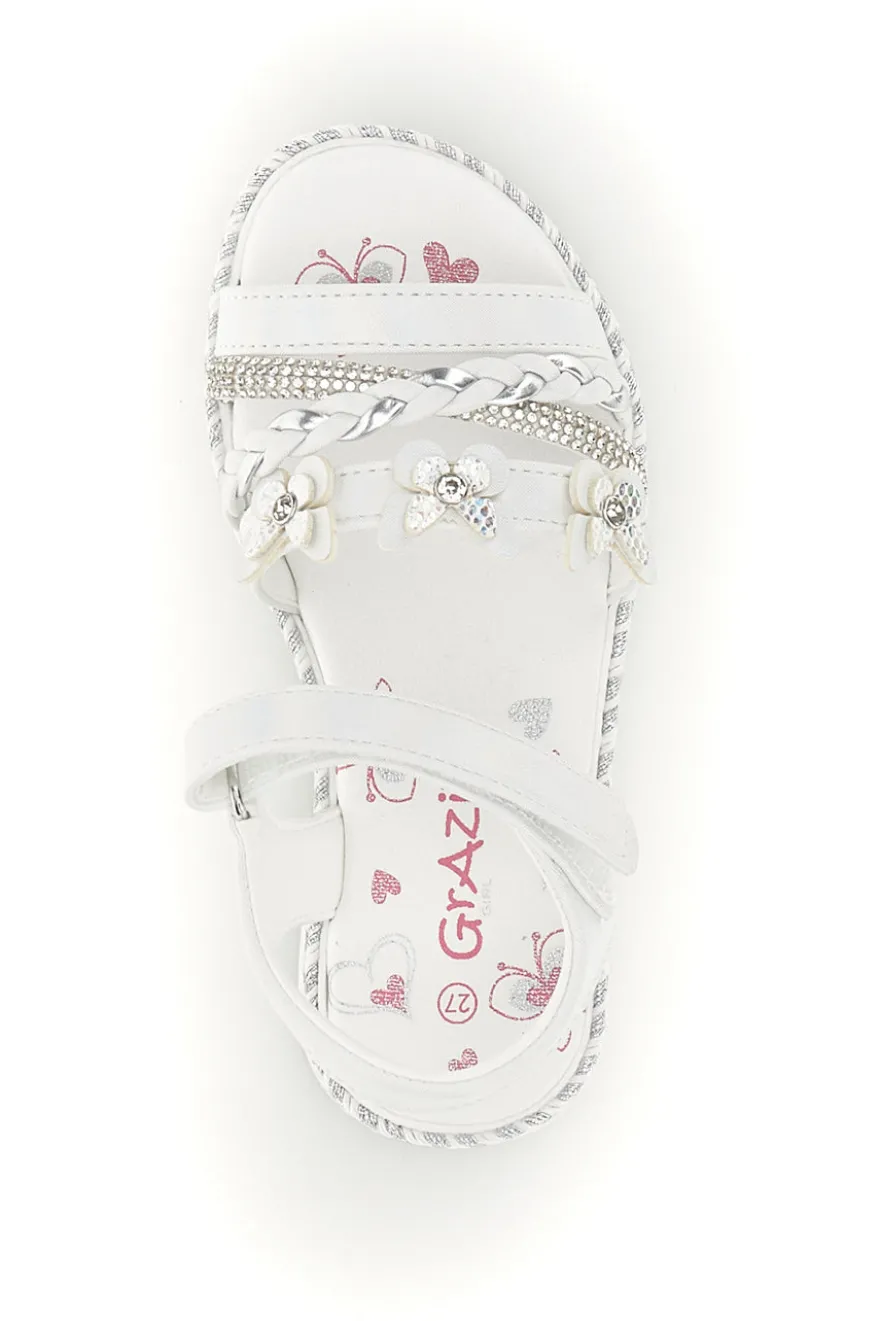 Sandali bianchi con farfalle e strass Grazie girl 15022