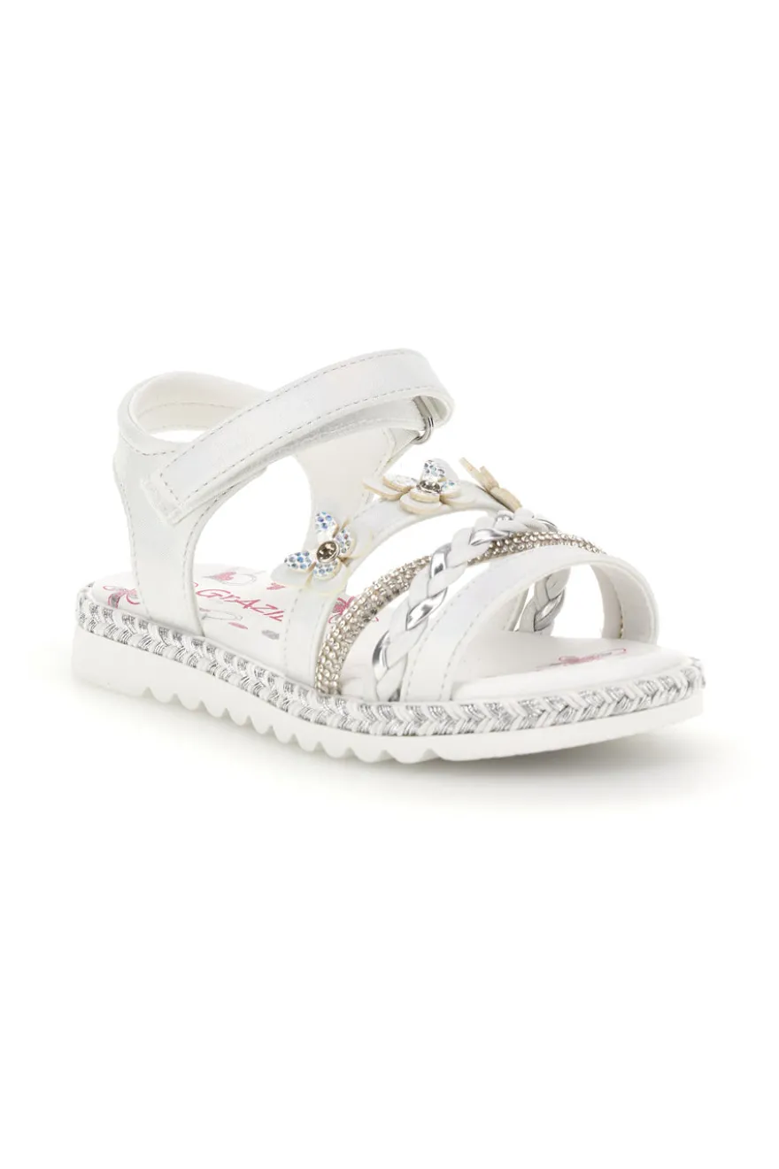 Sandali bianchi con farfalle e strass Grazie girl 15022