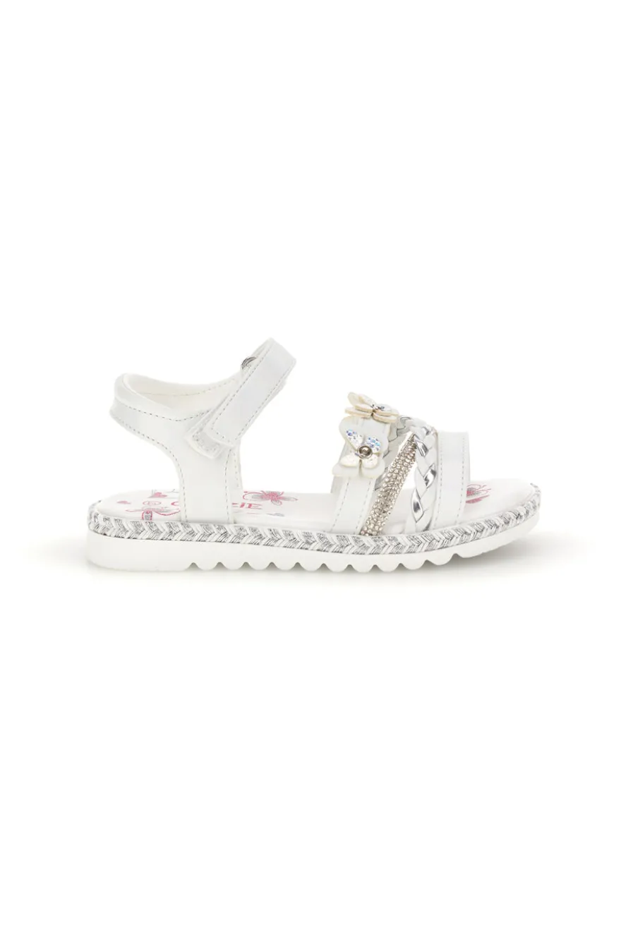 Sandali bianchi con farfalle e strass Grazie girl 15022