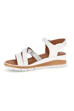 Sandali bianchi con fasce incrociate e zeppa Bio up 401