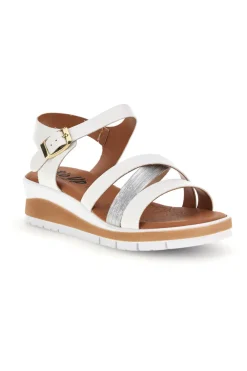 Sandali bianchi con fasce incrociate e zeppa Bio up 401